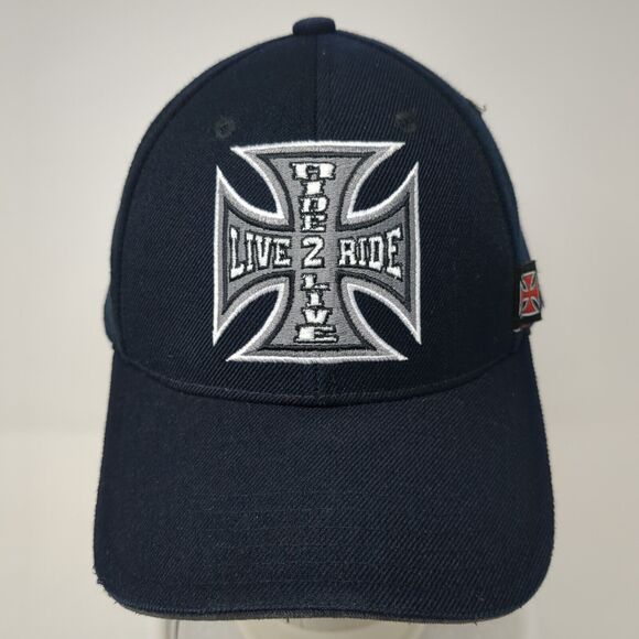 Live 2 Ride Ride 2 Live Strapback Hat Blue One Size 6 Panel Heavy Metal - Picture 2 of 9
